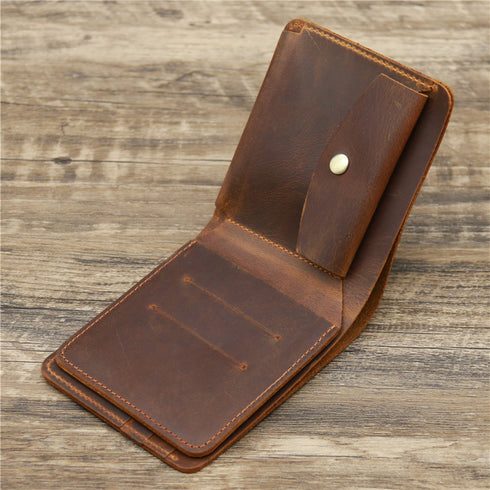 Retro Rough Tri-fold Leather Wallet